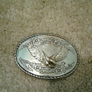 Silver belt buckle